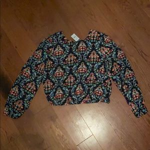 Floral trellis wrap back top